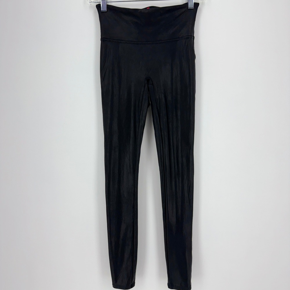 Spanx Faux‎ Leather Leggings Women Small Black Skinny High Rise Shaping 2437